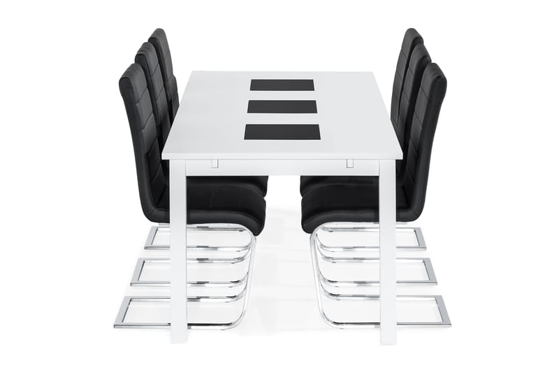 Jasmin Spisebordssæt med 6 stk Cibus Stole - Hvid/Sort - Spisebordssæt
