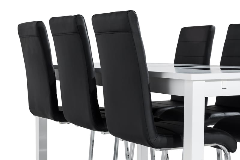 Jasmin Spisebordssæt med 6 stk Cibus Stole - Hvid/Sort - Møbler - Borde - Spisebordssæt