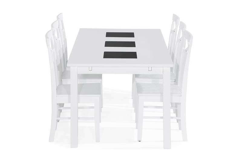Jasmin Spisebordssæt med 6 stk Michigan Stole - Hvid - Spisebordssæt