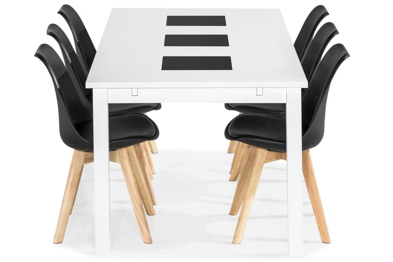 Jasmin Spisebordssæt med 6 stk Stil Stole - Hvid - Spisebordssæt