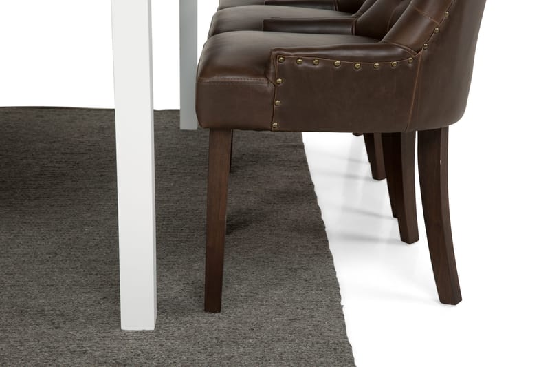 Jasmin Spisebordssæt med 6 stk Tuva Stole - Hvid/Brun Vintage - Møbler - Borde - Spisebordssæt