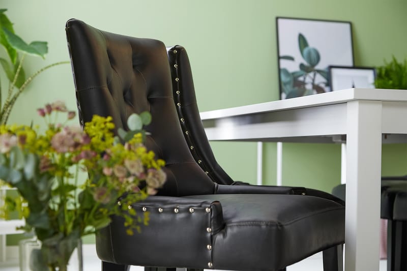 Jasmin Spisebordssæt med 6 stk Tuva Stole - Hvid/Sort Vintage - Møbler - Borde - Spisebordssæt