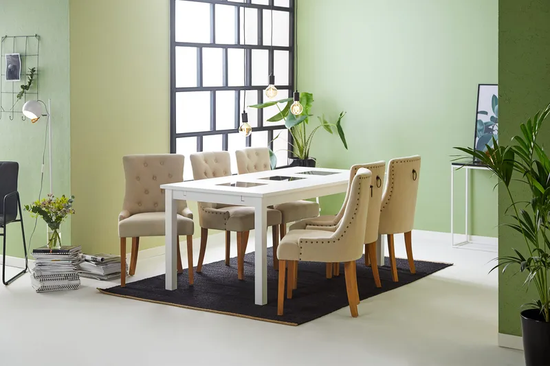 Jasmin Spisebordssæt med 6 stk Viktoria Stole - 6 Viktoria Stole - Møbler - Borde - Spisebordssæt