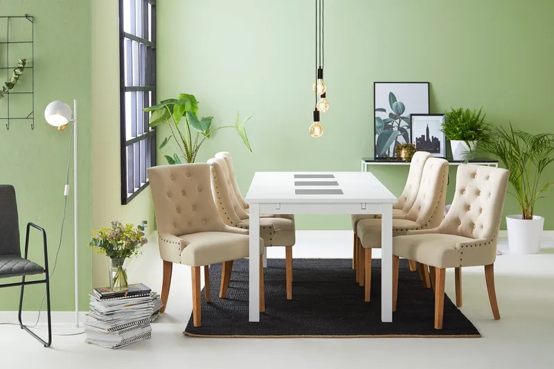 Jasmin Spisebordssæt med 6 stk Viktoria Stole - 6 Viktoria Stole - Møbler - Borde - Spisebordssæt