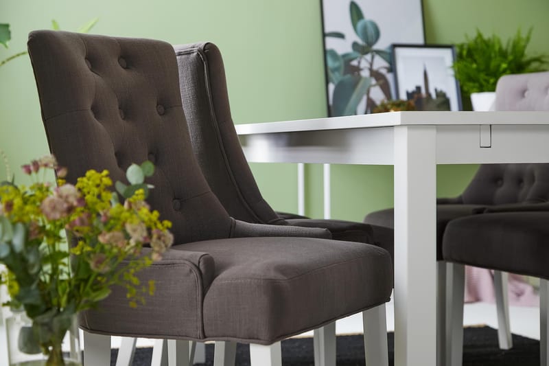 Jasmin Spisebordssæt med 6 stk Viktoria Stole - Hvid/Grå - Møbler - Borde - Spisebordssæt