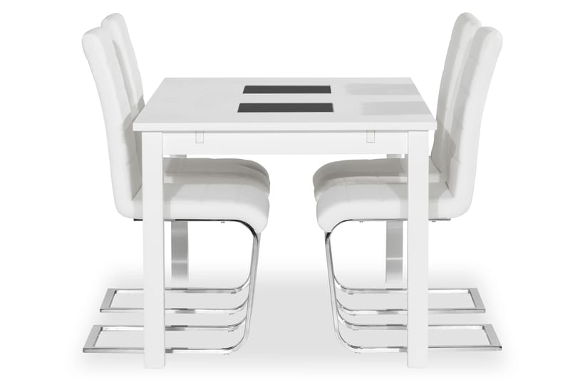 Jasmin Udvidelig Spisebordssæt med 4 Cibus Stol - Hvid/Krom - Spisebordssæt