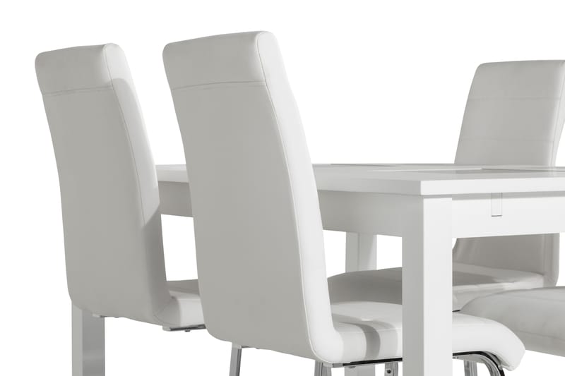 Jasmin Udvidelig Spisebordssæt med 4 Cibus Stol - Hvid/Krom - Spisebordssæt