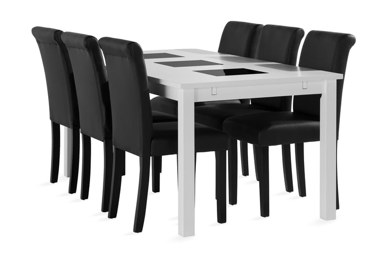 Jasmin udvideligt spisebord 180 cm med 6 Ravesta stole - Hvid - Spisebordssæt