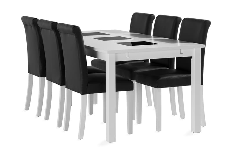 Jasmin udvideligt spisebord 180 cm med 6 Ravesta stole - Hvid - Spisebordssæt