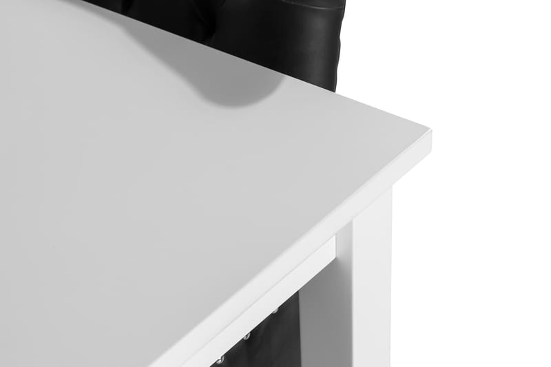 Jasmin Udvideligt Spisebordssæt 140 cm med 4 Tuva Stole - Hvid/Sort PU/Sort - Spisebordssæt