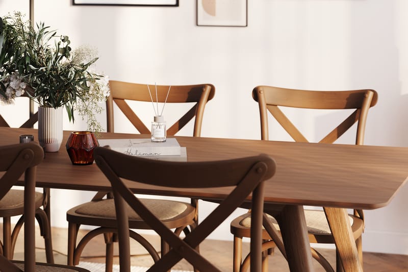 Jerup Spisebord 220 cm  med 6 Kalb Spisebordsstole - Brun - Møbler - Borde - Spisebordssæt