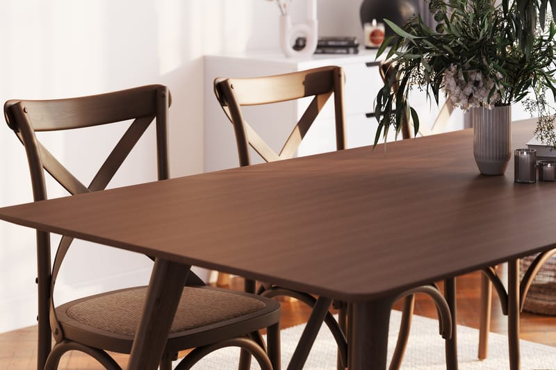 Jerup Spisebord 220 cm  med 6 Kalb Spisebordsstole - Brun - Møbler - Borde - Spisebordssæt