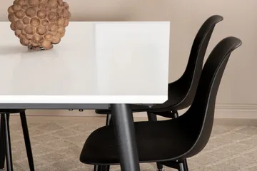 Jimms Udvideligt Spisebordssæt 150 cm inkl 4 Pontus Stole - Hvid/Sort - Møbler - Borde - Spisebordssæt