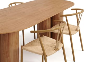 Juno spisegruppe rektangulær 220 cm i eg med 6 Elysia spisestole - Møbler - Borde - Spisebordssæt