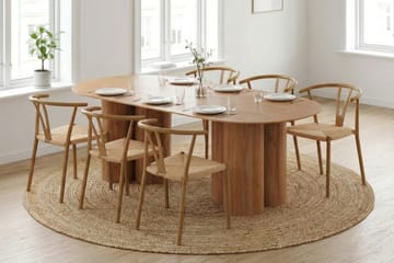 Juno spisegruppe rektangulær 220 cm i eg med 6 Elysia spisestole - Møbler - Borde - Spisebordssæt