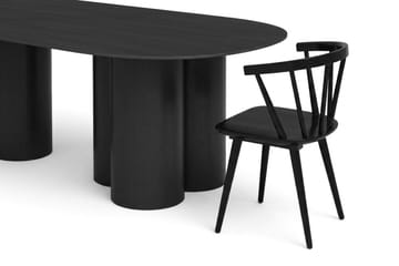 Juno spisegruppe rektangulær 220 cm sort med 6 Tyrö spisebordsstole - Sort - Møbler - Borde - Spisebordssæt