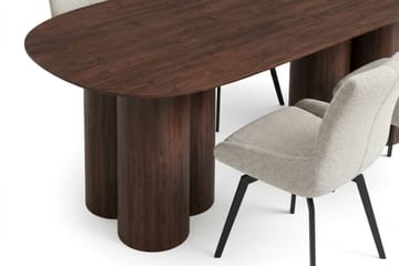 Juno spisegruppe rektangulær 220 cm valnød med 6 Mora spisebordsstole - Valnød - Møbler - Borde - Spisebordssæt