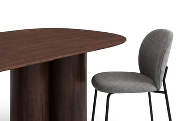 Juno spisegruppe rektangulær 220 cm valnød med 6 Sawako spisebordsstole - Valnød - Møbler - Borde - Spisebordssæt