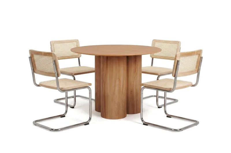 Juno spisegruppe rund 110 cm eg med 4 Build spisestole, Eg