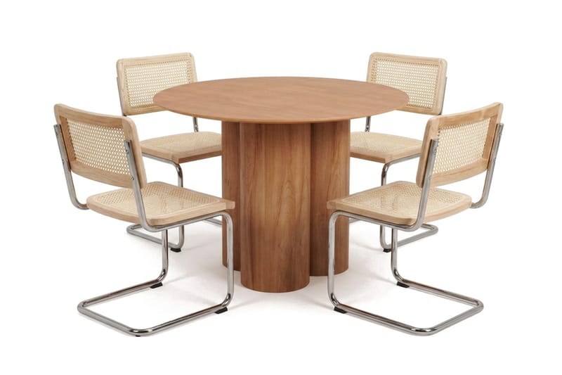 Juno spisegruppe rund 110 cm eg med 4 Build spisestole - Eg - Møbler - Borde - Spisebordssæt