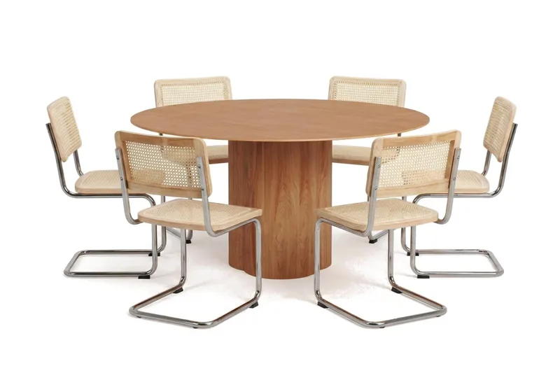 Juno spisegruppe rund 150 cm eg med 6 Build spisestole, Eg