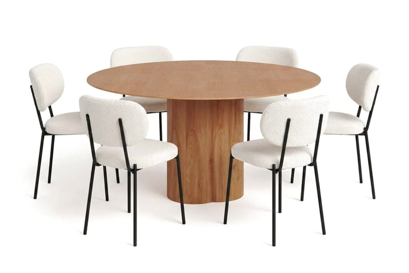 Juno spisegruppe rund 150 cm eg med 6 Gemmiano spisestole, Eg