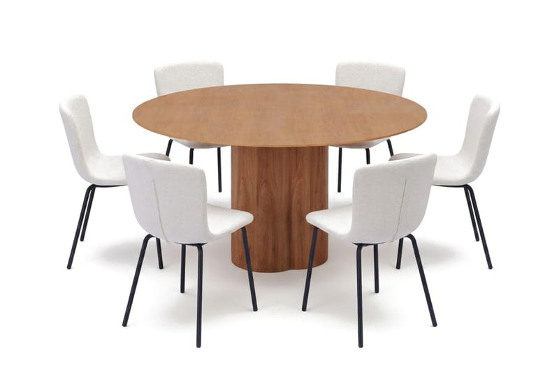 Juno spisegruppe rund 150 cm eg med 6 Katy spisebordsstole, Eg