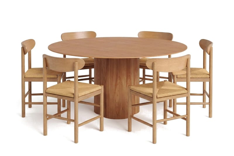 Juno spisegruppe rund 150 cm eg med 6 Malte spisestole
