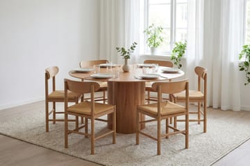 Juno spisegruppe rund 150 cm eg med 6 Malte spisestole - Møbler - Borde - Spisebordssæt