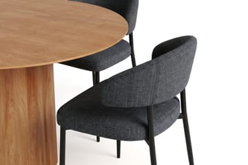 Juno spisegruppe rund 150 cm eg med 6 Sawako spisestole - Eg - Møbler - Borde - Spisebordssæt