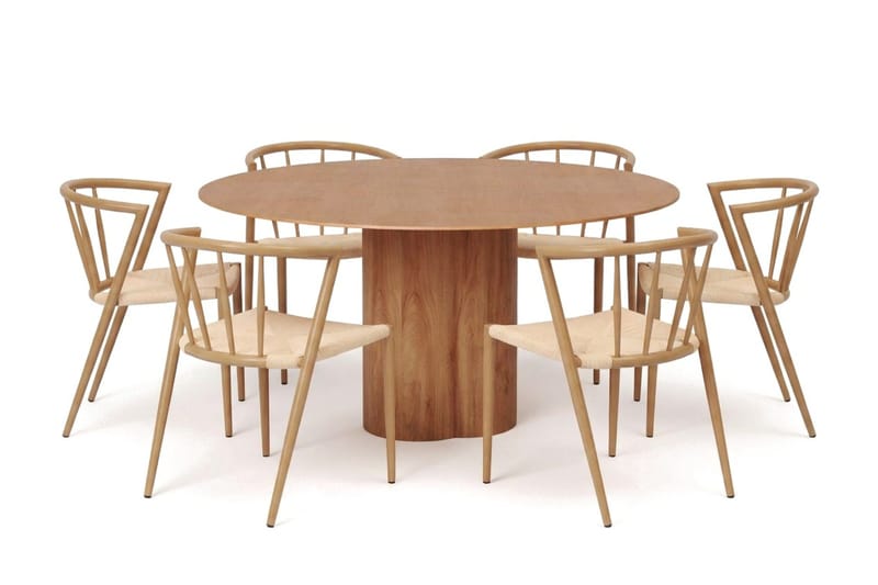Juno spisegruppe rund 150 cm eg med 6 Winston spisebordsstole, Eg