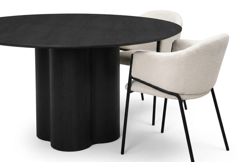 Juno spisegruppe rund 150 cm sort med 6 Filip spisestole - Sort - Møbler - Borde - Spisebordssæt