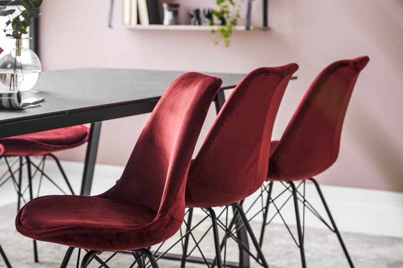 Kaj Spisebordssæt 200 cm med 6 Shell Stol Velour - Hvid/Grå - Spisebordssæt