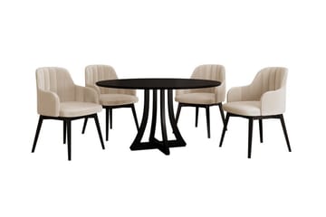 Kendale Spisegruppe - Beige/Sort - Møbler - Borde - Spisebordssæt