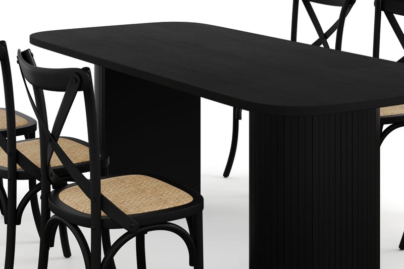 Kopparbo Spisebord 200 cm med 6 Kalb Spisebordsstole - Sort - Møbler - Borde - Spisebordssæt