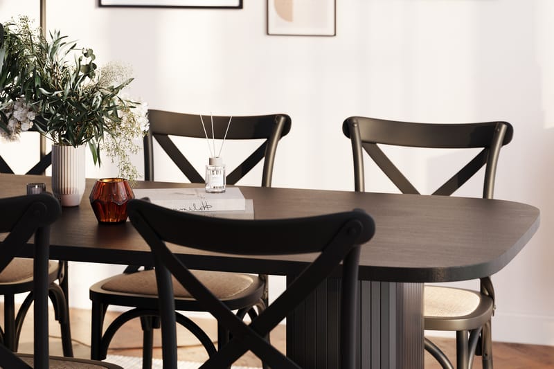 Kopparbo Spisebord 200 cm med 6 Kalb Spisebordsstole - Sort - Møbler - Borde - Spisebordssæt