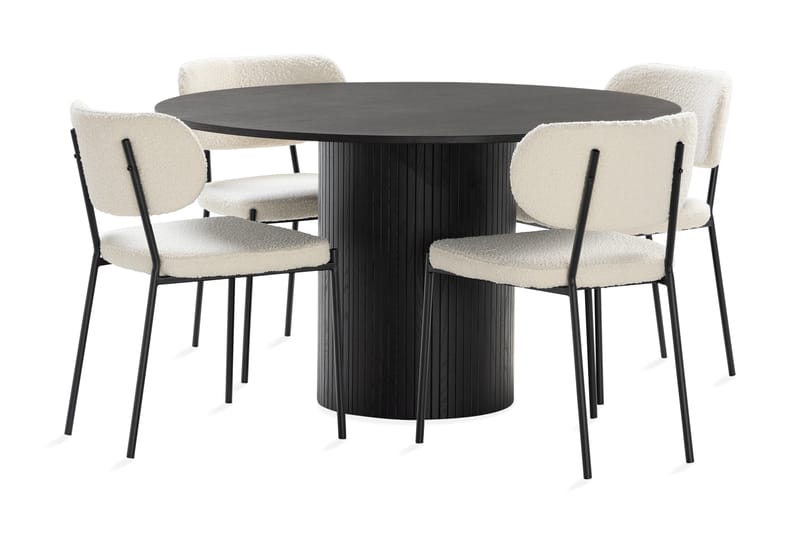 Kopparbo Spisebord Rundt 130 cm med 4st Gemmiano Spisebordss - Sort - Møbler - Borde - Spisebordssæt