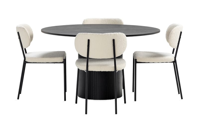 Kopparbo Spisebord Rundt 130 cm med 4st Gemmiano Spisebordss - Sort - Møbler - Borde - Spisebordssæt