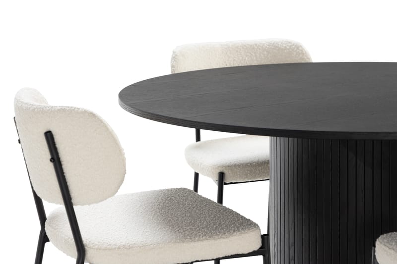 Kopparbo Spisebord Rundt 130 cm med 4st Gemmiano Spisebordss - Sort - Møbler - Borde - Spisebordssæt