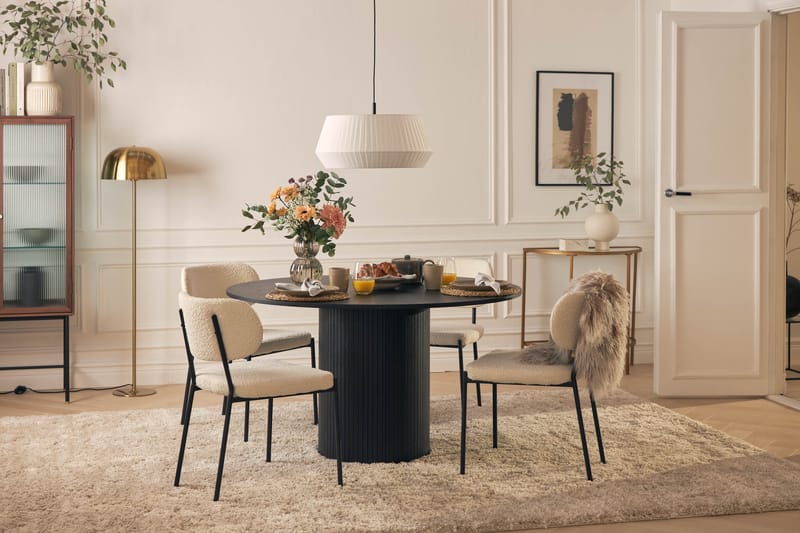 Kopparbo Spisebord Rundt 130 cm med 4st Gemmiano Spisebordss - Sort - Møbler - Borde - Spisebordssæt