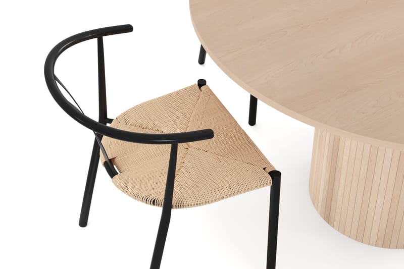 Kopparbo Spisebordssæt 130 cm Rund inkl 4 Elysia Stole - Beige / Sort - Møbler - Borde - Spisebordssæt