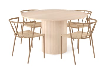 Kopparbo Spisebordssæt 130 cm Rund inkl 4 Winston Stole - Sort/Brun - Møbler - Borde - Spisebordssæt