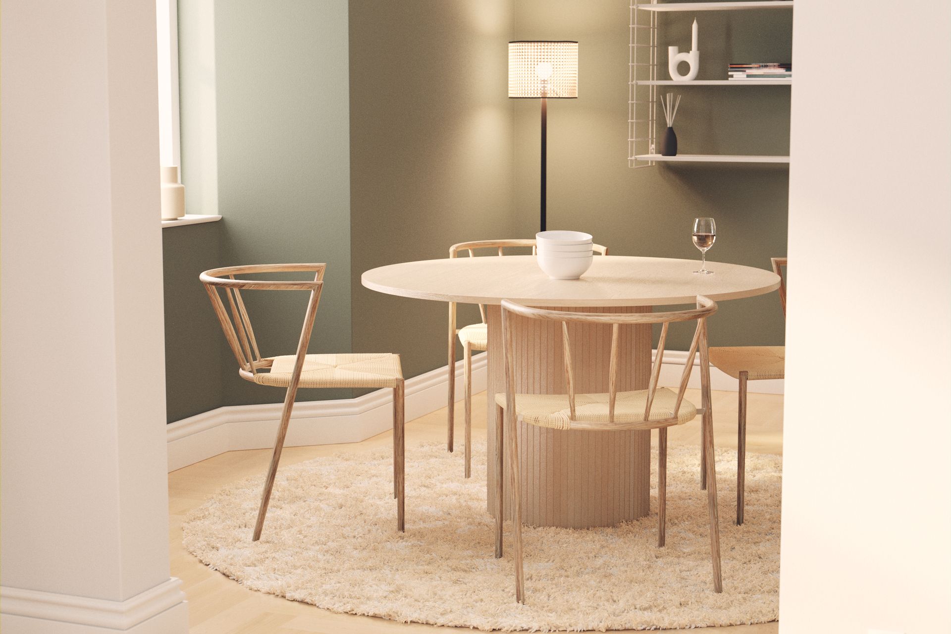 Kopparbo Spisebordssæt 130 cm Rund inkl 4 Winston Stole - Sort/Brun - Møbler - Borde - Spisebordssæt