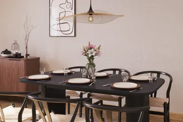 Kopparbo Spisegruppe 160 cm med 6 Dastoori Spisestol - Sort - Møbler - Borde - Spisebordssæt