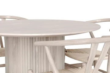 Kopparbo spisegruppe rund 110 cm hvidbejdset med 4 Dastoori-spisestole - Hvidlaseret - Møbler - Borde - Spisebordssæt