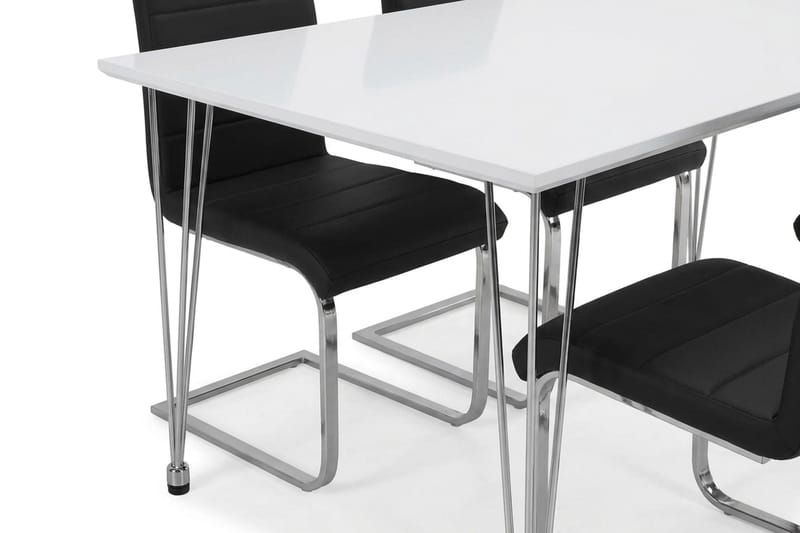 Spisebordssæt Kronblom 120 cm med 4 Cibus stole - Hvid - Møbler - Borde - Spisebordssæt