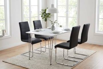 Spisebordssæt Kronblom 120 cm med 4 Cibus stole - Hvid - Møbler - Borde - Spisebordssæt