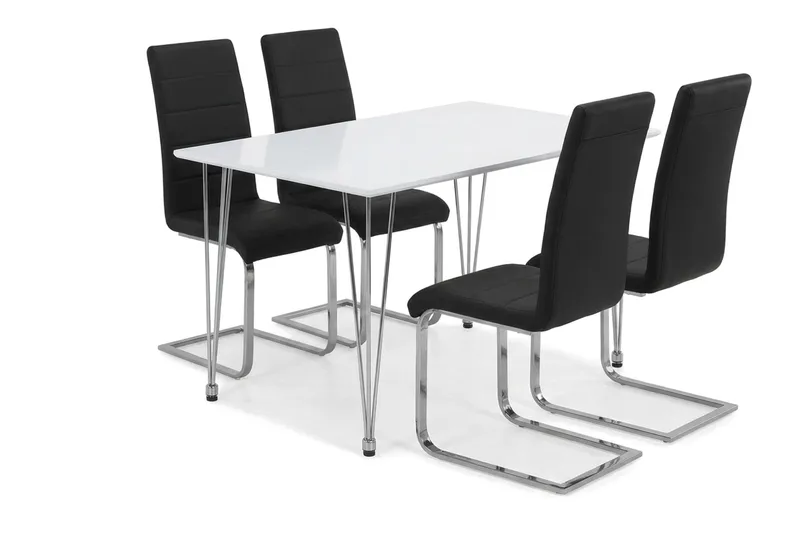 Spisebordssæt Kronblom 120 cm med 4 Cibus stole, Hvid