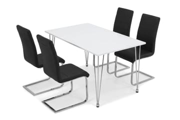Spisebordssæt Kronblom 120 cm med 4 Cibus stole - Hvid - Møbler - Borde - Spisebordssæt