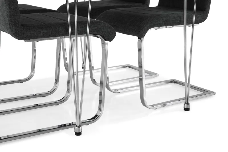 Kronblom Spisebordssæt 120cm m. 4 Cibus Stole - Hvid/Grå - Møbler - Borde - Spisebordssæt